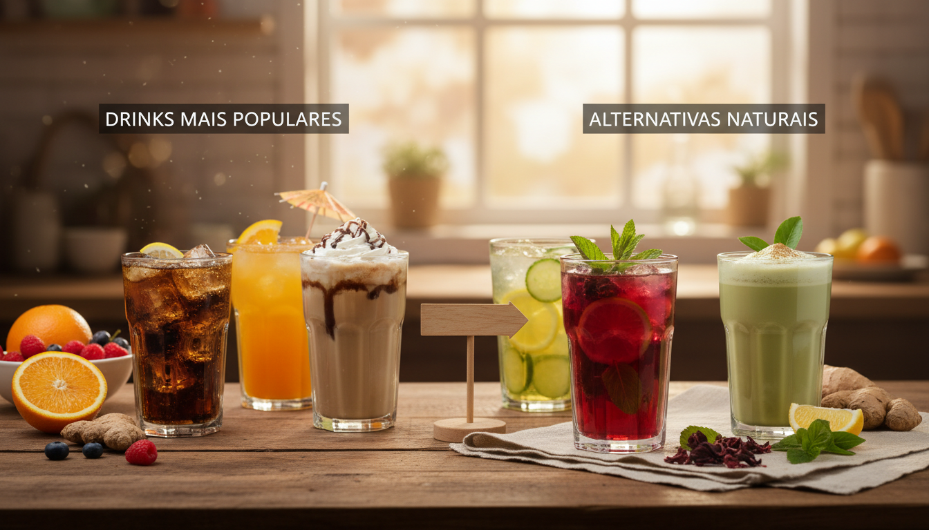 Drinks Mais Populares vs Alternativas Naturais