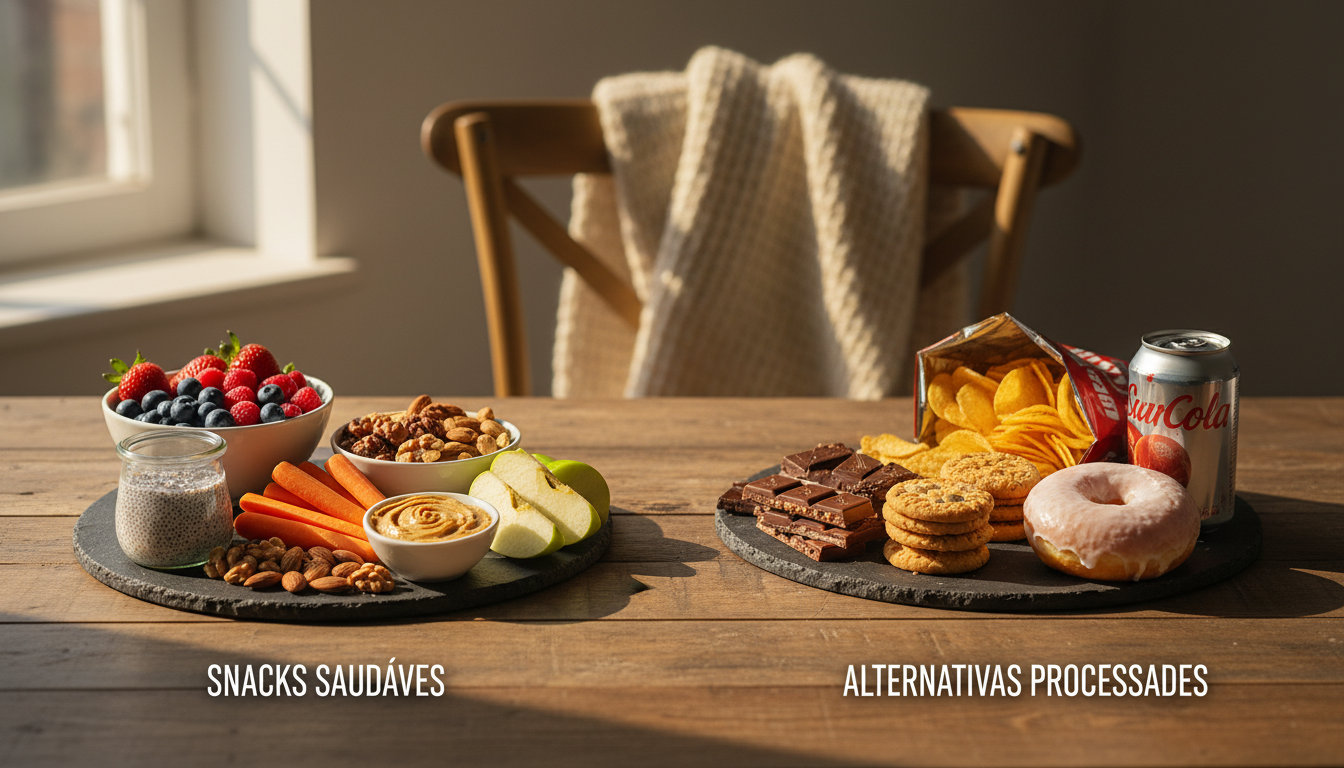 Snacks Saudáveis vs Alternativas Processadas